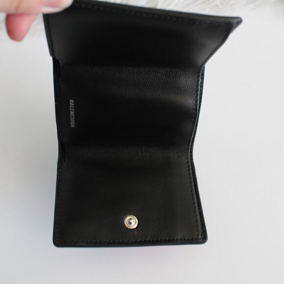 New Balenciaga Tropical Floral Logo Mini Papier Trifold Compact Wallet Small - Picture 7 of 9